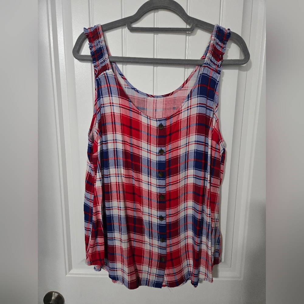 Women's Patriotic colored/plaid tank Size 2XL